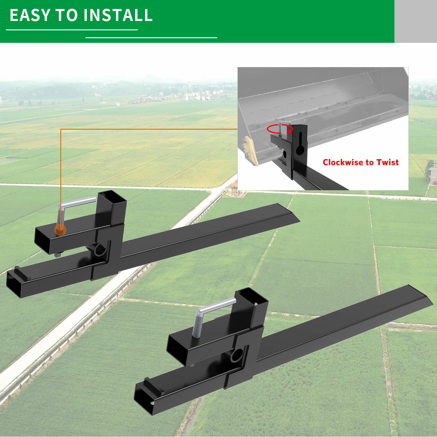 2000lb 4000lb Tractor Pallet Fork Bucket Clamp on Skid Steer Loader 43'' 60''