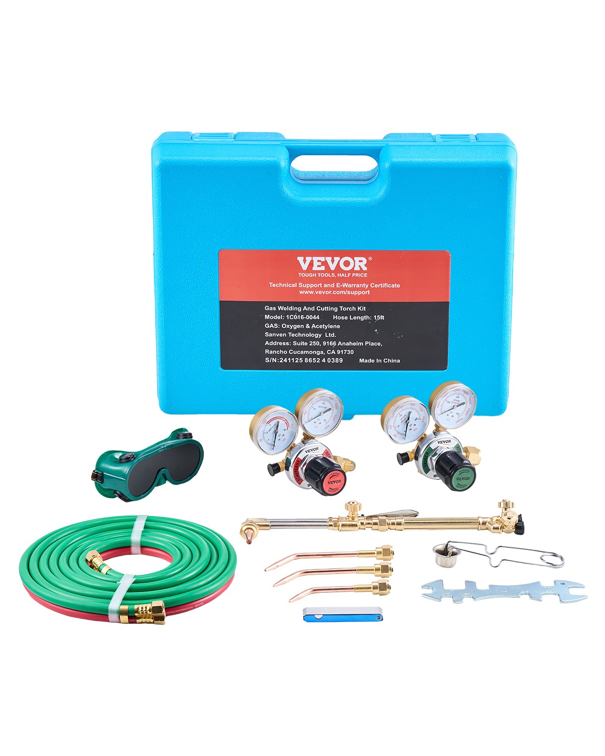 VEVOR Oxygen Acetylene Torch Kit 14PCS Gas Welding Cutting  & Portable Case Hose