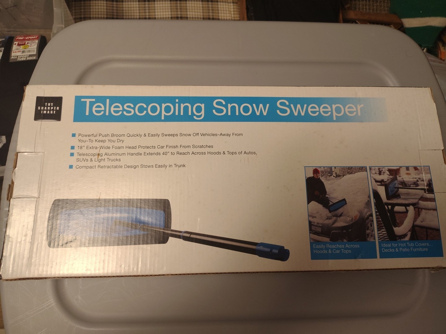 Sharper Image Telescoping Snow Sweeper 18" Foam Head With 40" Retractable Handle