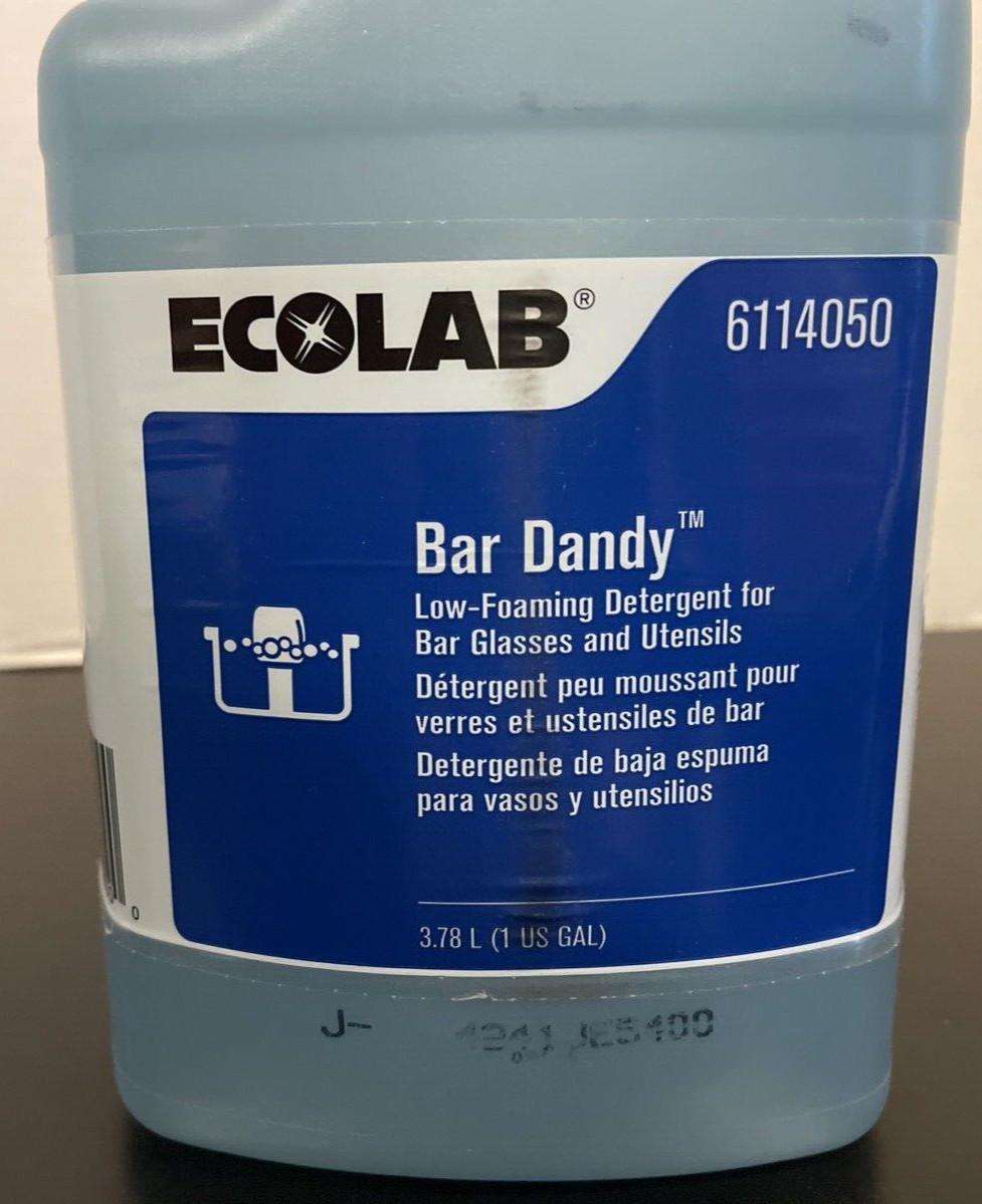 Ecolab Bar Dandy 6114050 Detergent for Bar Glasses and Utensils, 1Gal