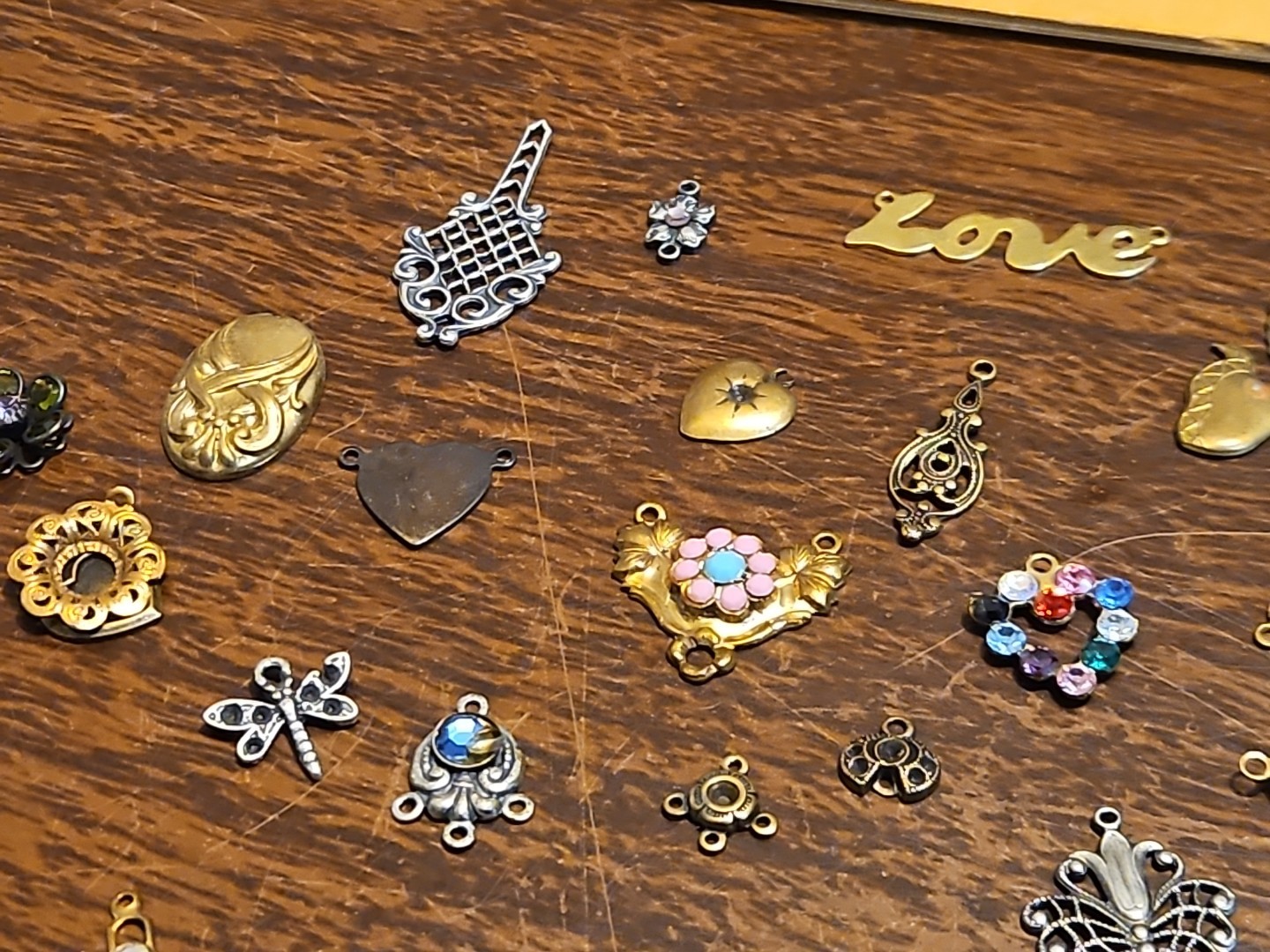 Lot Of 50 Mixed Parts Pcs France Vintage 60s Brass Stampings Findings Jewelry 23