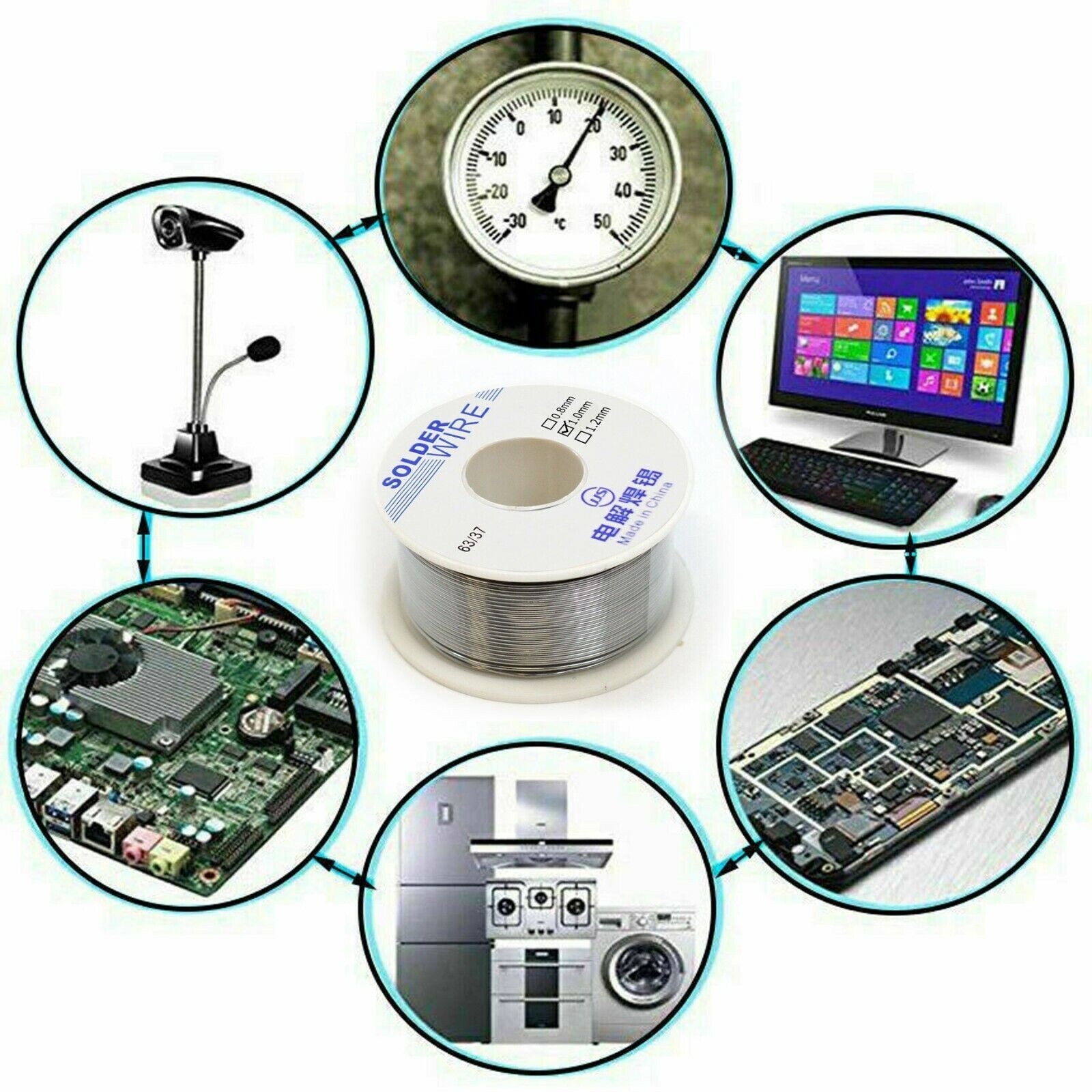 63/37 1MM Tin Lead Rosin Core Flux Solder Wire for Electrical Solderding 100g