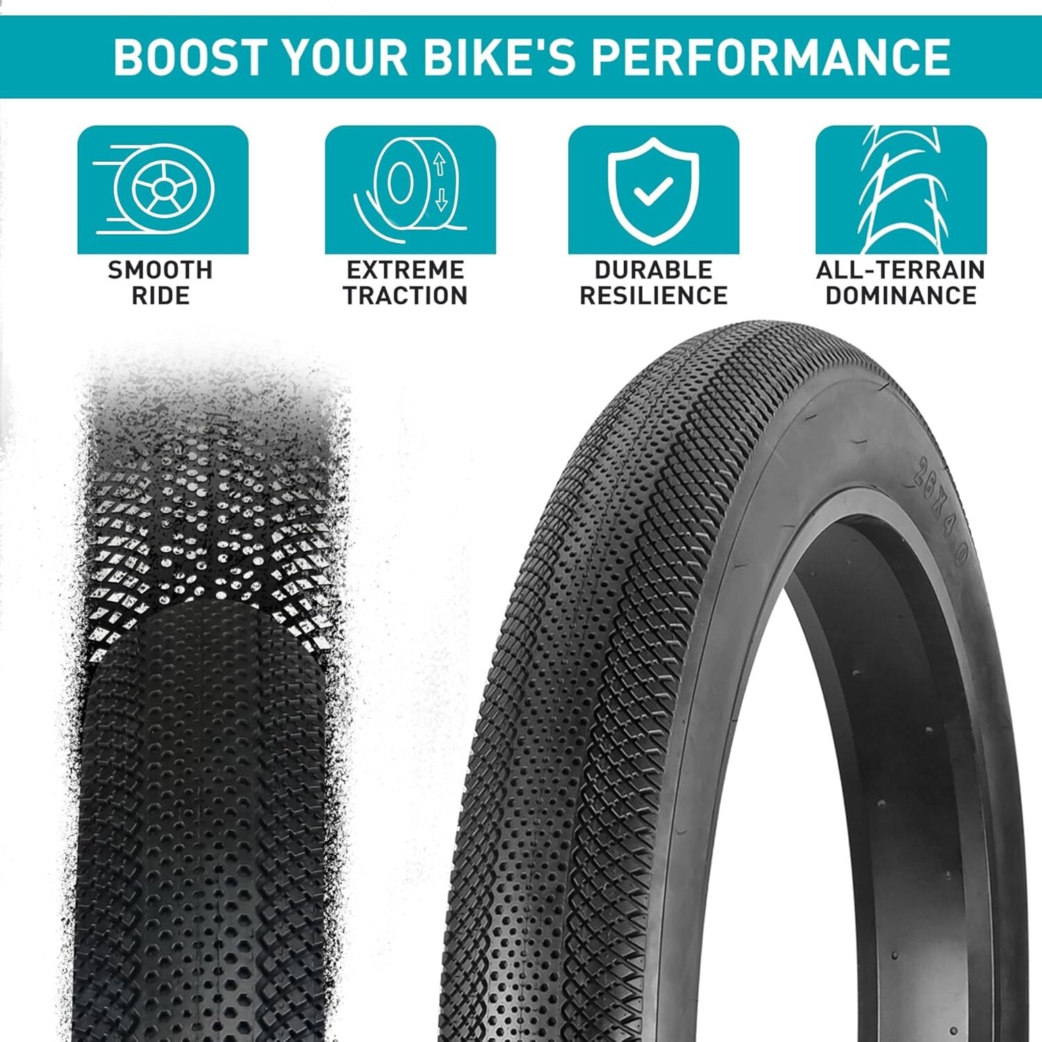 2 Pack 26x4.0 Bike Tire Bike Tire - Fat Tire for Ebike Heavy Duty 26x4.0,Black
