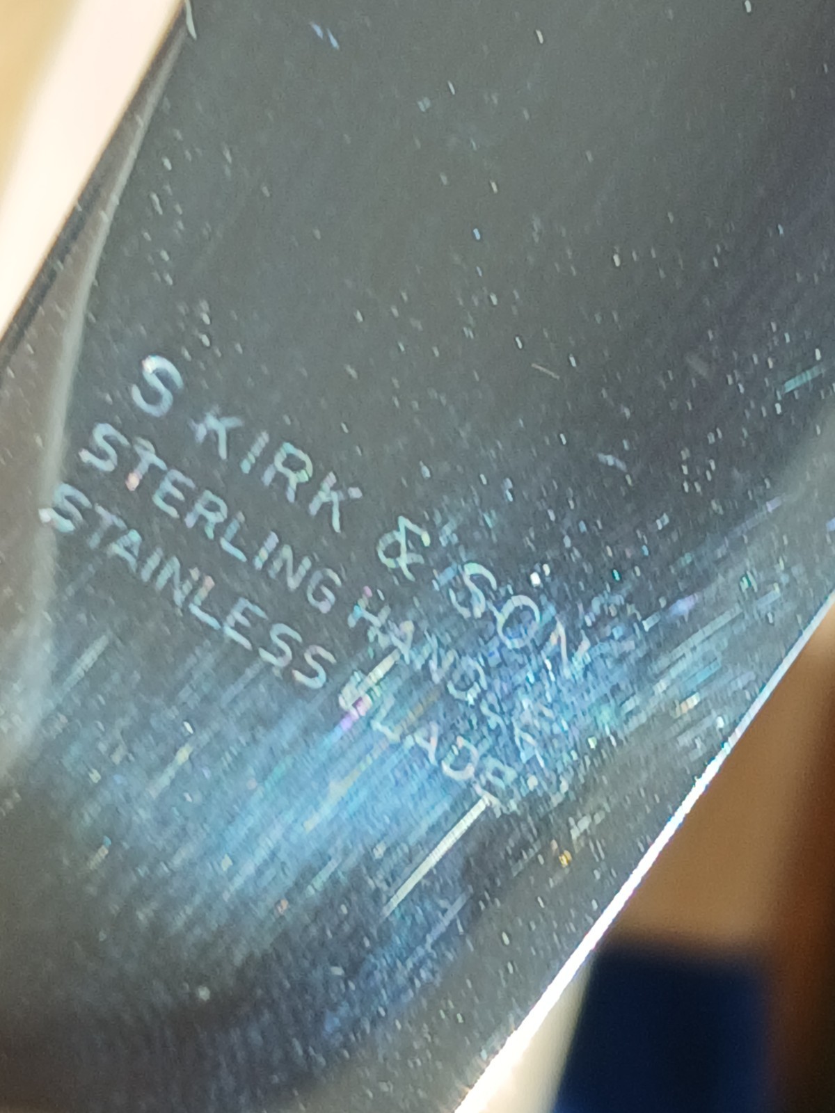 S Kirk and Son Repousse sterling silver stainless handle fish knife 10 3/8" Mng