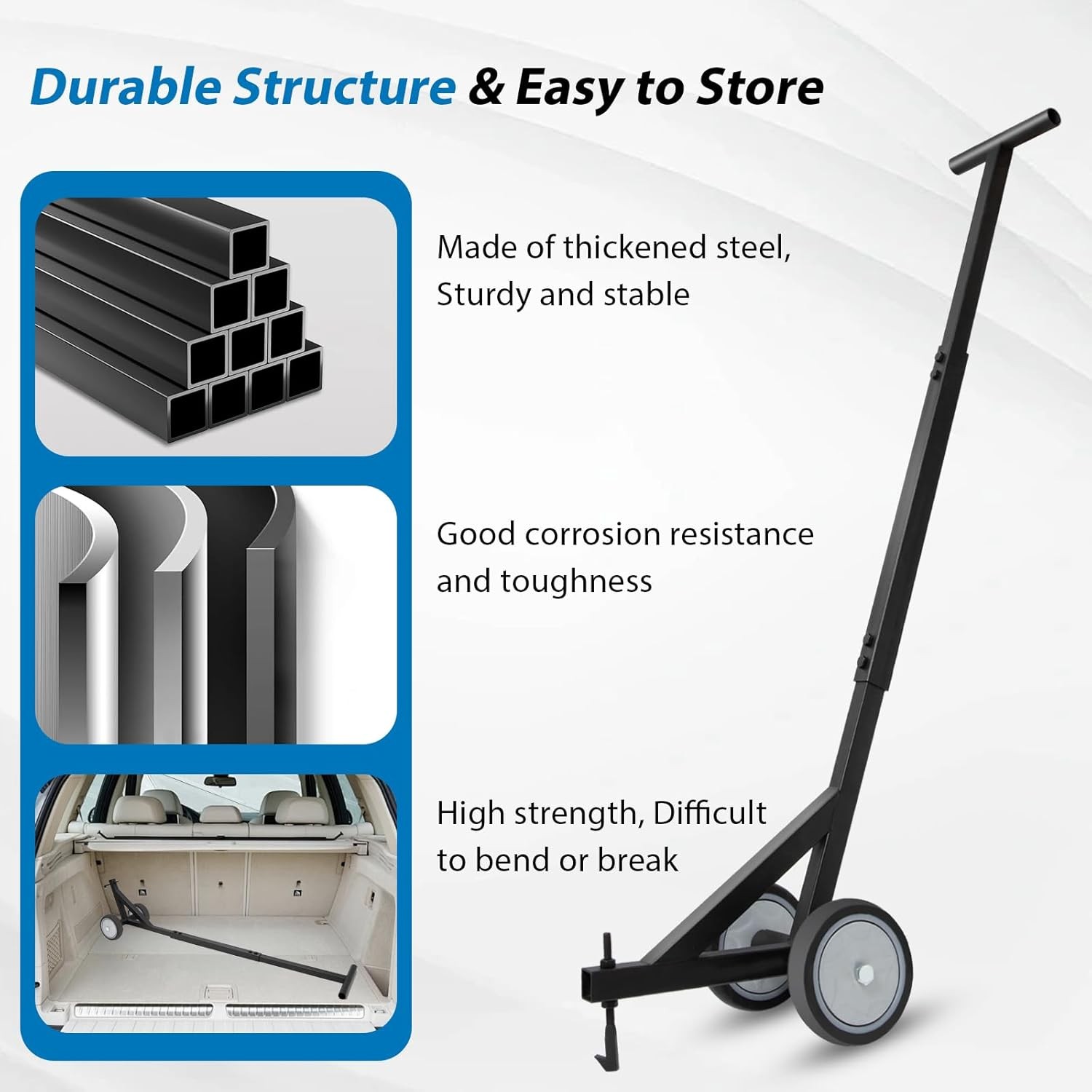 Heavy Duty Manhole Cover Hook with Wheels,Multipurpose Lifting and Pulling
