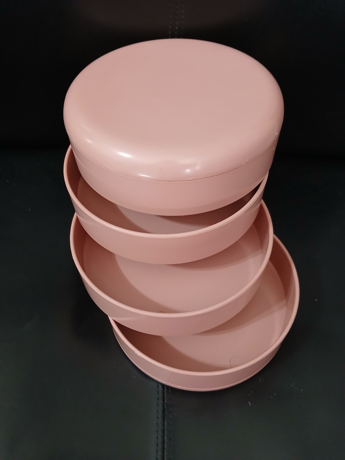 Vtg Circular Swivel Container Organizer AUTHENTIC Pink Rose Color