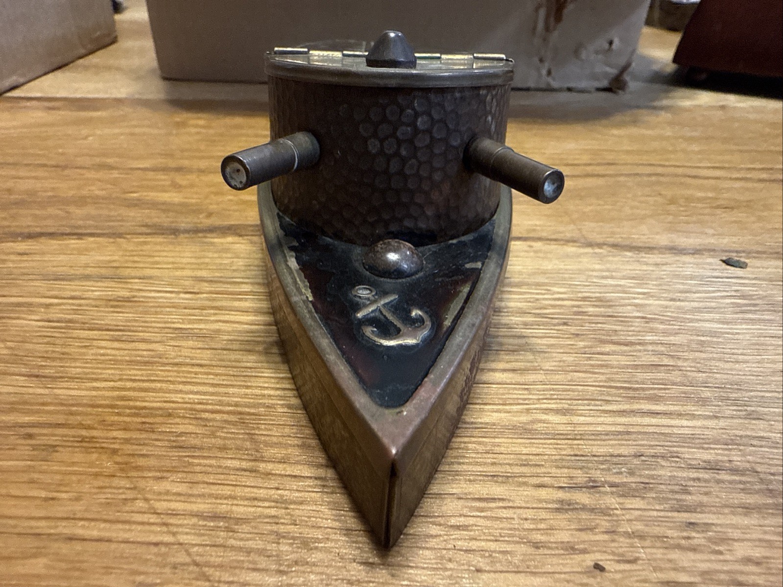 Snuff/Cigarette Box. U.S. Naval Gunboat Copper Dimpled. Rare WW1!! 1940’s