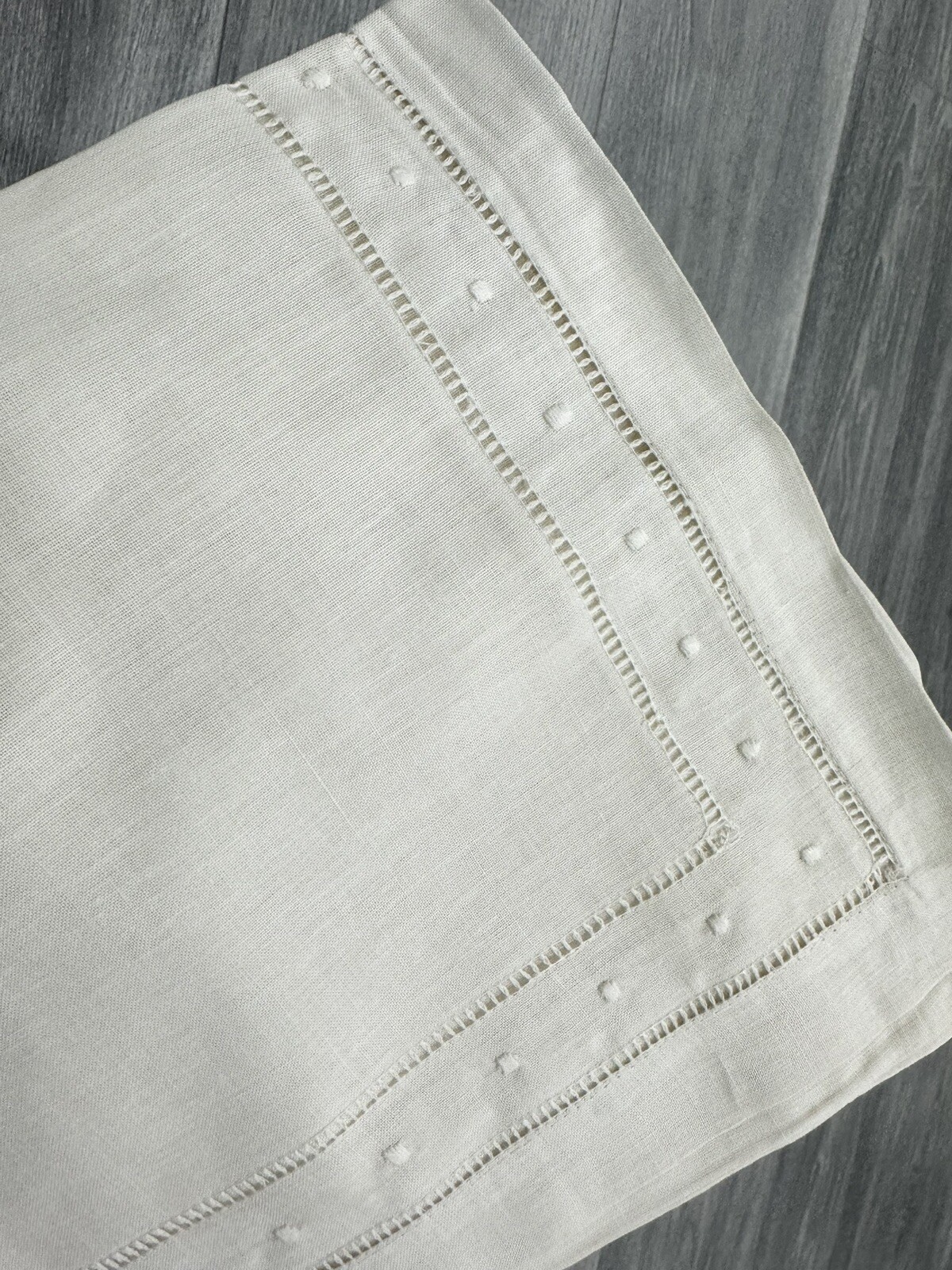 6 Pieces Beige 20x20" Hemstitch Embroidery Linen Placemats Dinning Table Napkins