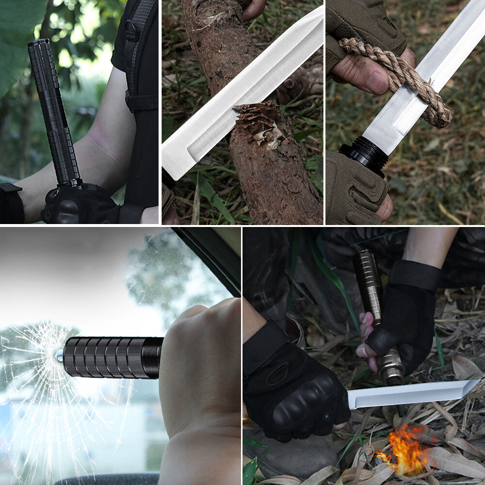 Outdoor Survival Combat Knife Tactical Knife Pipe Stick Knife w/ Fire Starter US