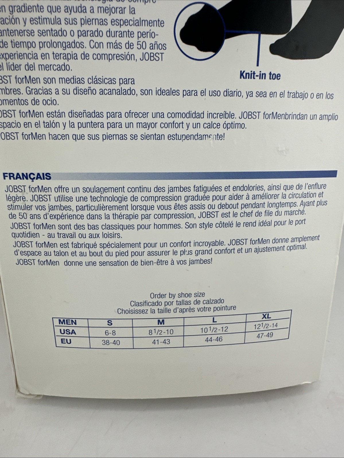 JOBST SupportWear Mild Compression Men's Large Knee High Socks~8-15 mmHg Black