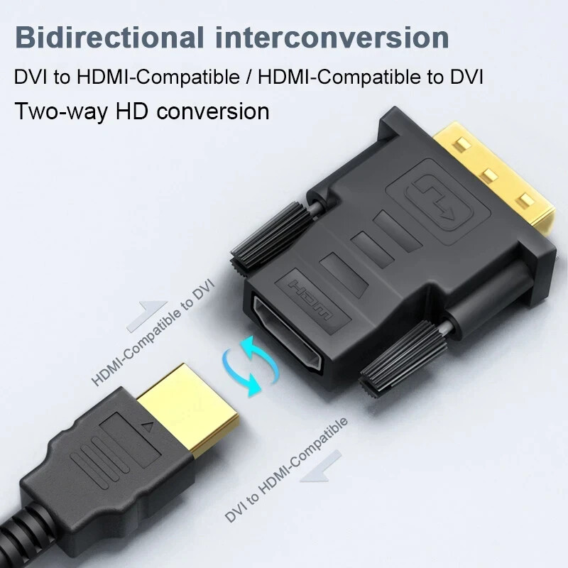 2-Pack DVI-D Male to HDMI Female Adapter for HDTV PC Monitor Projector Blu-ray