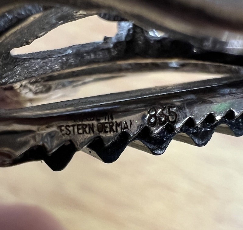 West German 835 Silver Marcasite Folding Lorgnette c1950-60