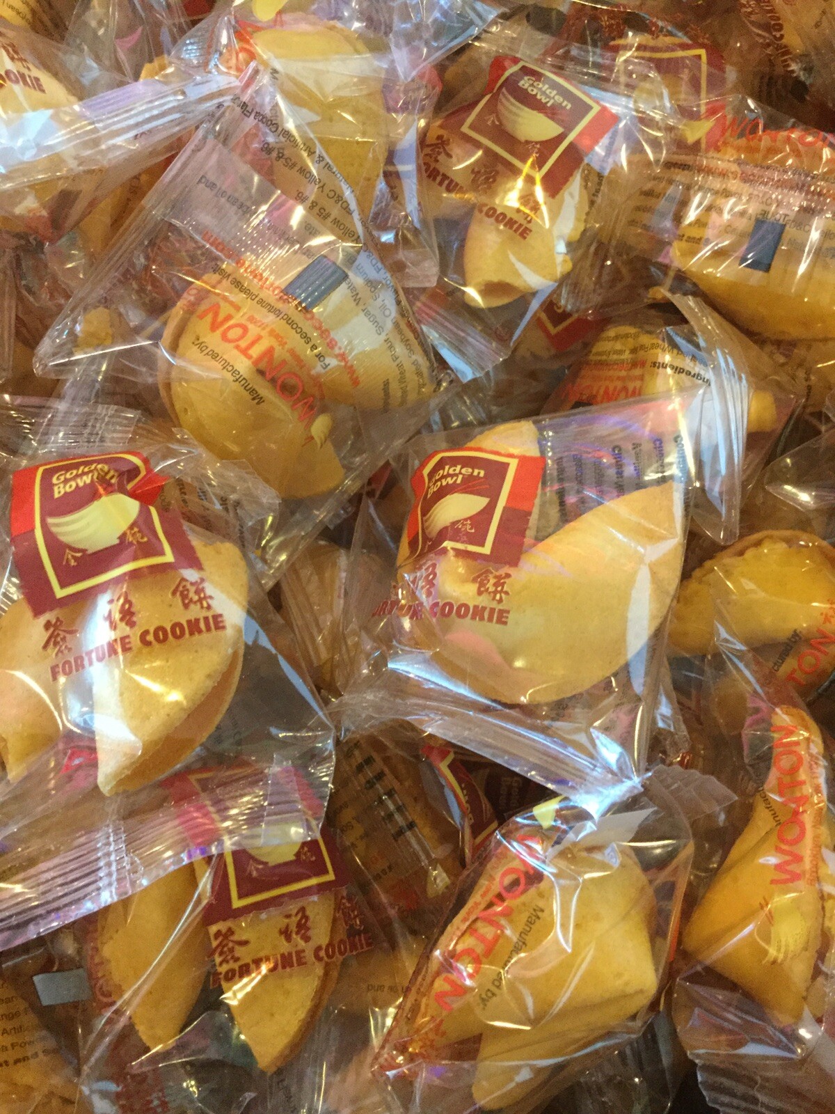 Golden Bowl Fortune Cookies 10-300 pcs Individually Wrapped "Free Shipping"