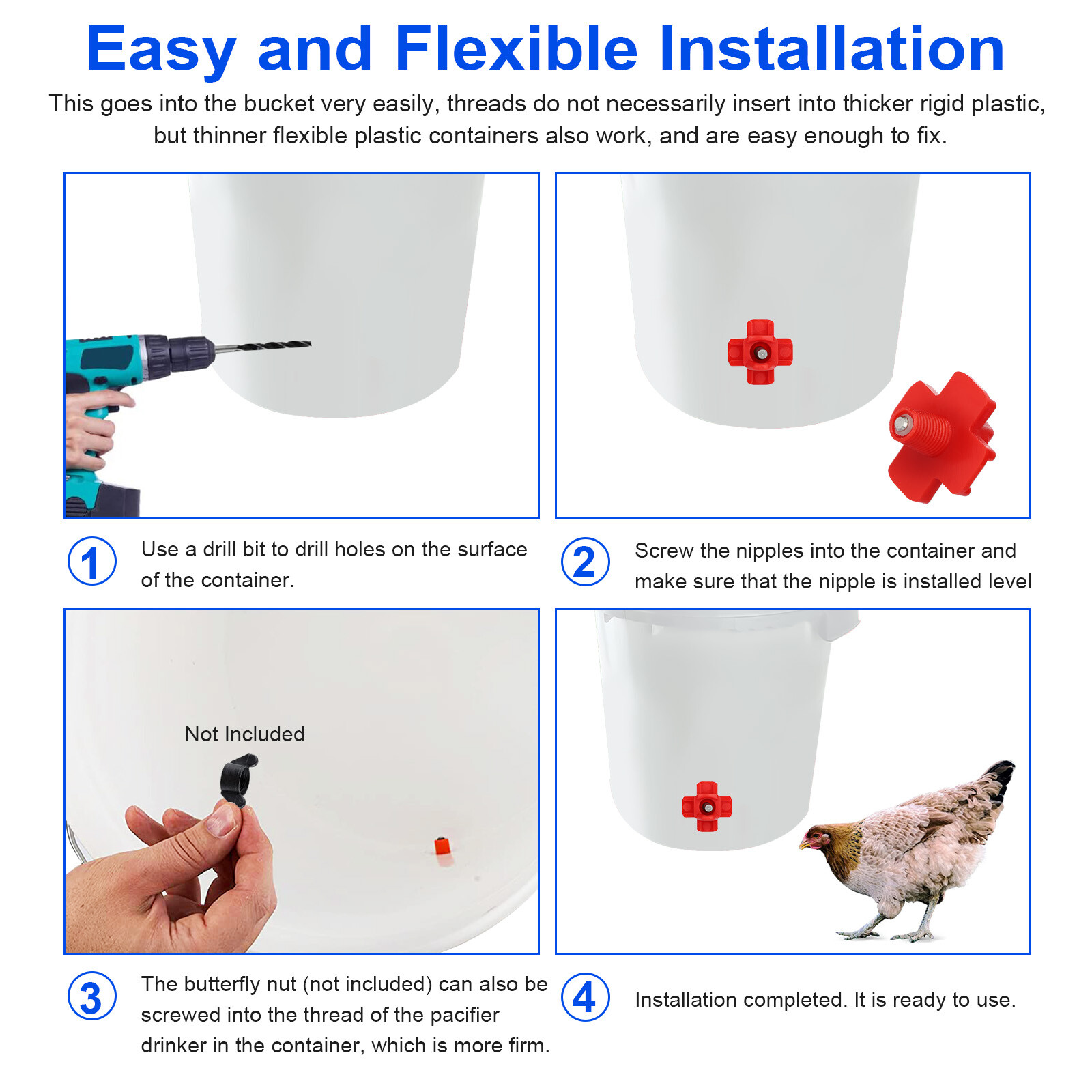 20Pcs Chicken Nipples Automatic Waterer Poultry Drinker Hen Duck Quail Drinking