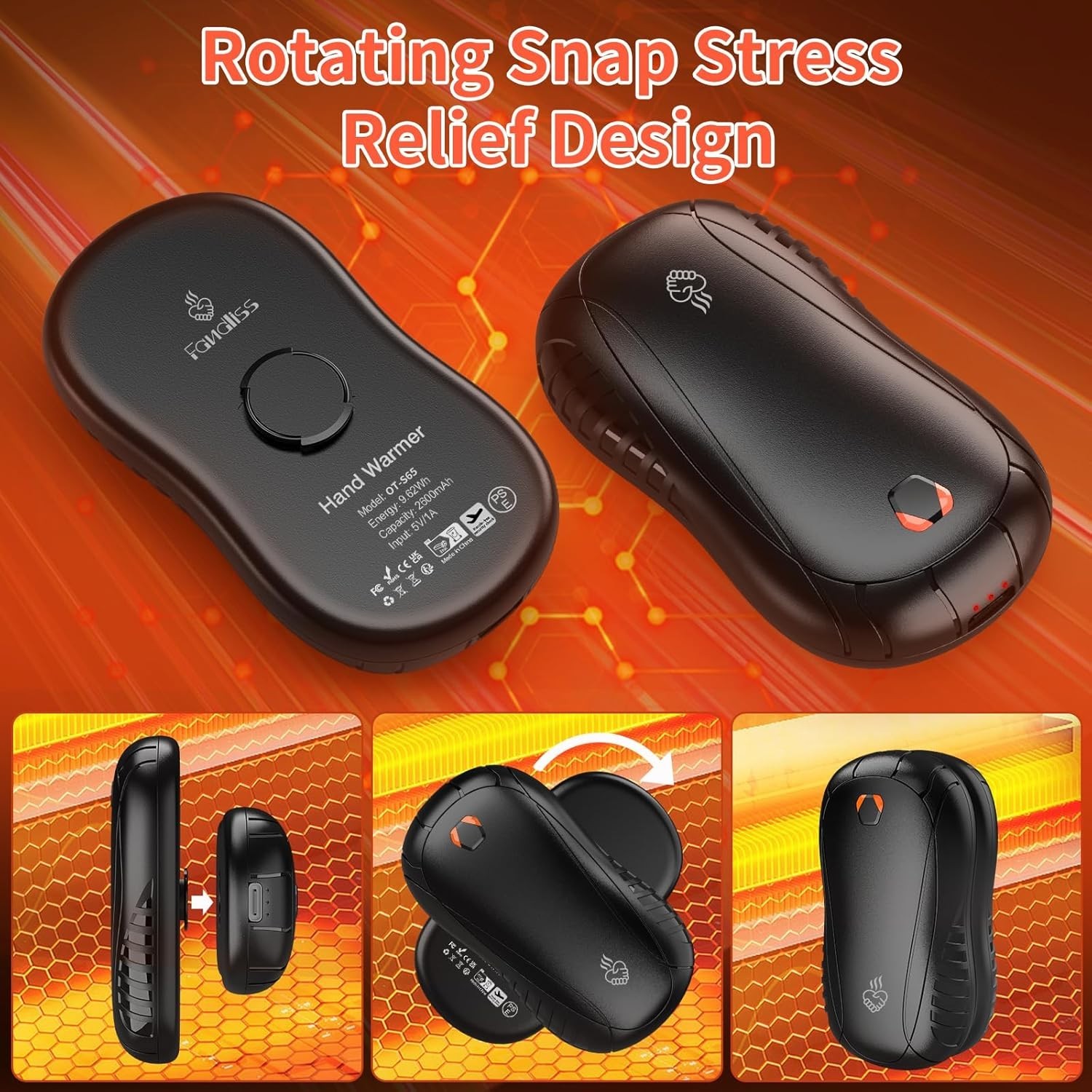 HOT! Hand Warmers 2Pack ,5200mAh Rechargeable Hand Warmer, 13Hrs Long