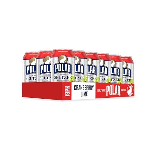 Polar Seltzer Water Cranberry Lime, 12 fl oz cans, 18 pack