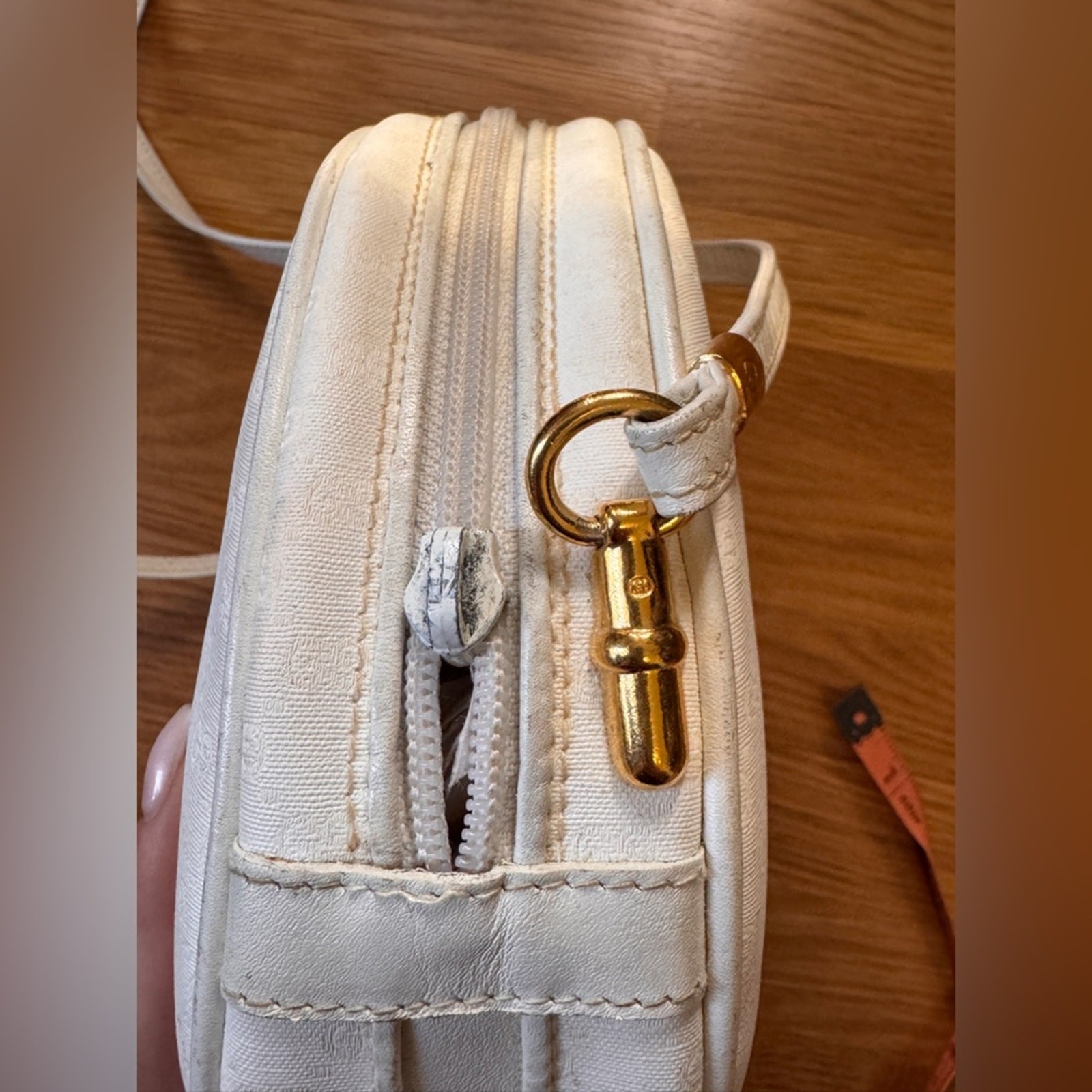 80s Vintage White Gucci Micro GG Canteen Bag