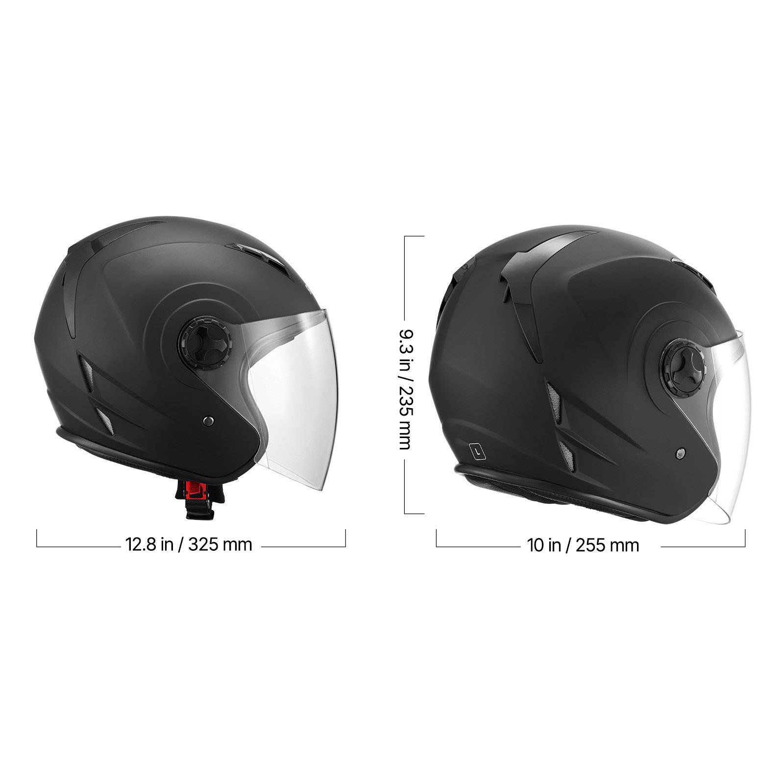 Uimoso Adult Motorcycle 3/4 Open Face Helmet DOT Approved Size L Black