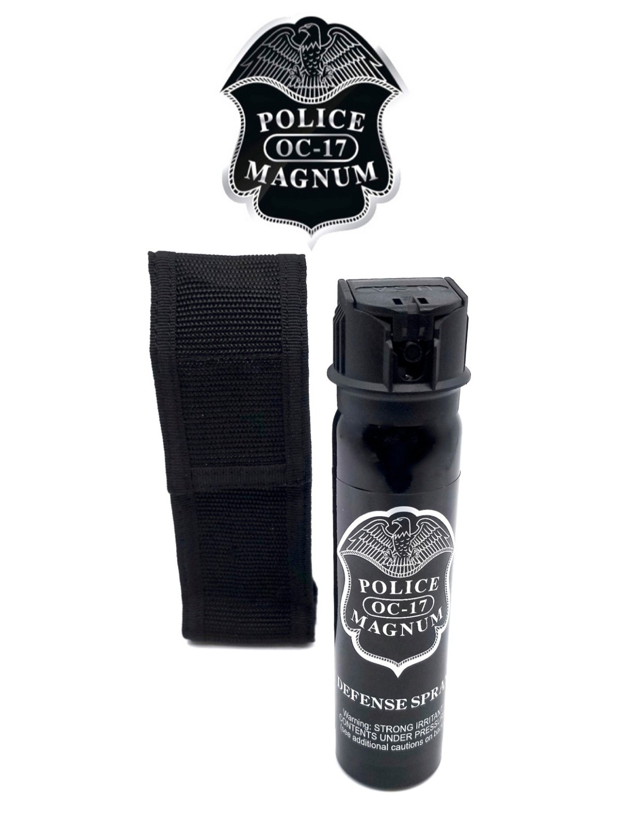 Police Magnum pepper spray 5oz Flip Top Nylon Holster Belt Loop Safety Security