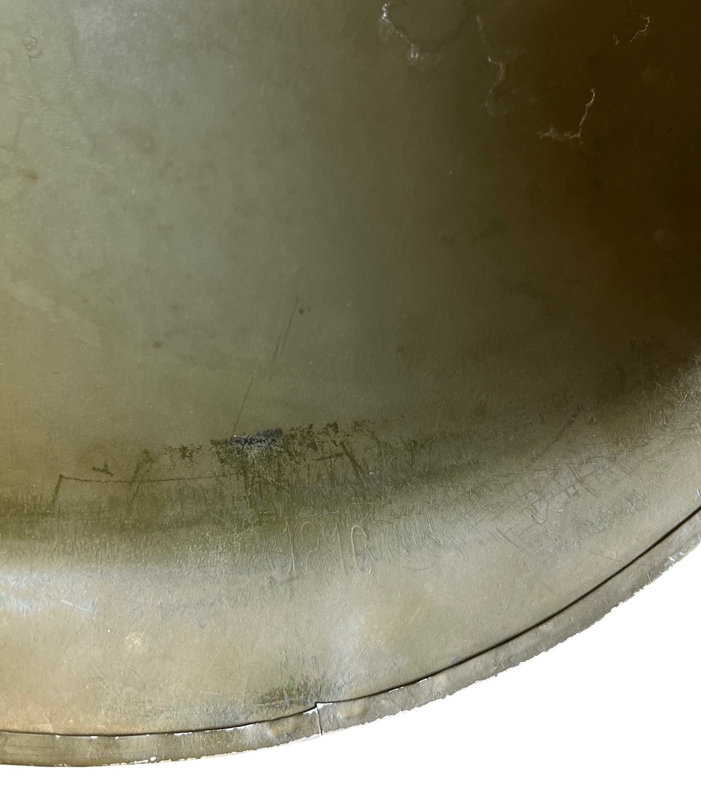 Vintage WW2 Era US McCord Front Seam M1 Helmet Stamped 121C & Firestone Liner