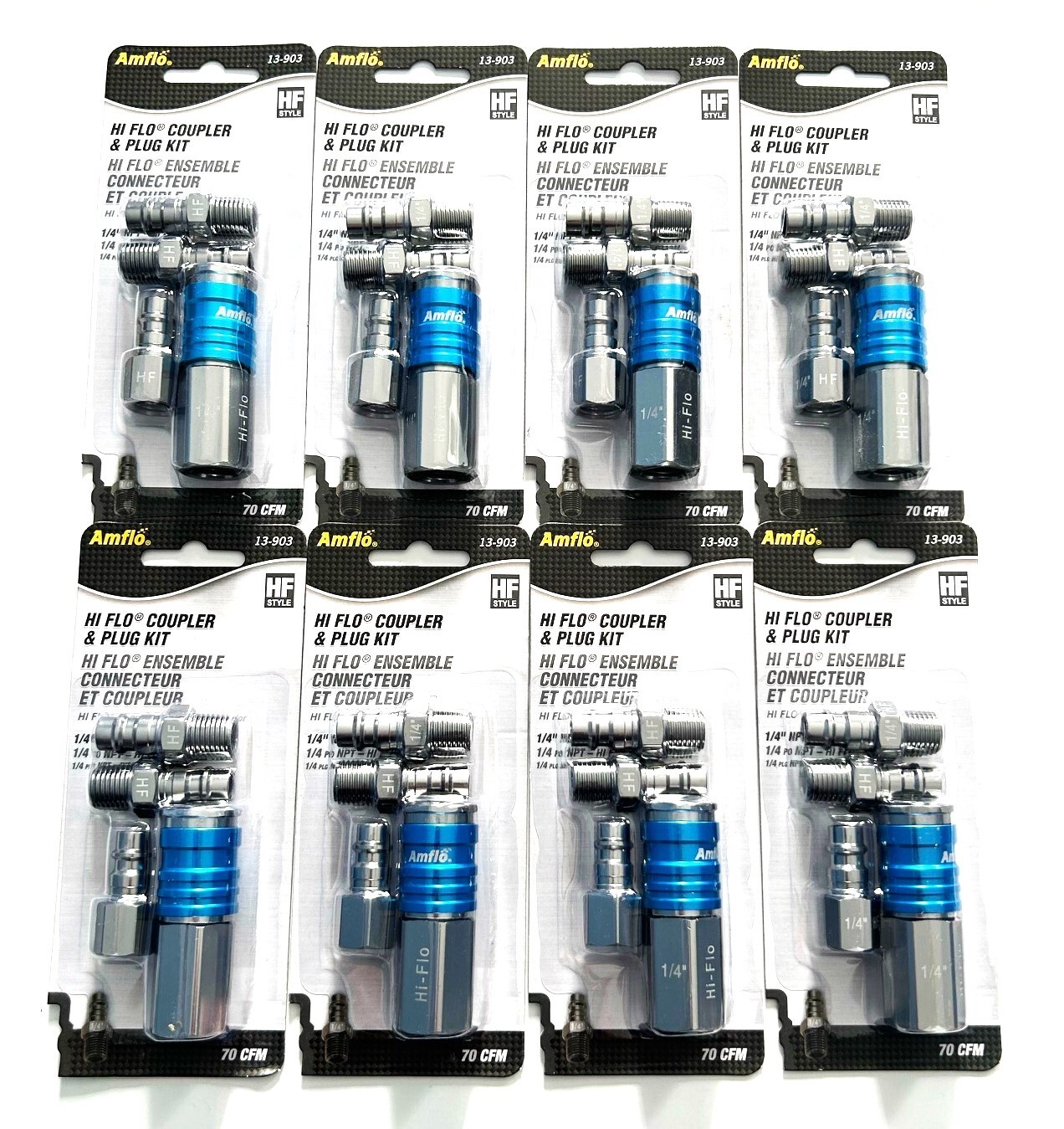 32pc AMFLO 1/4" NPT High Flow Air Hose Coupler Fitting Assortment Set #13-903