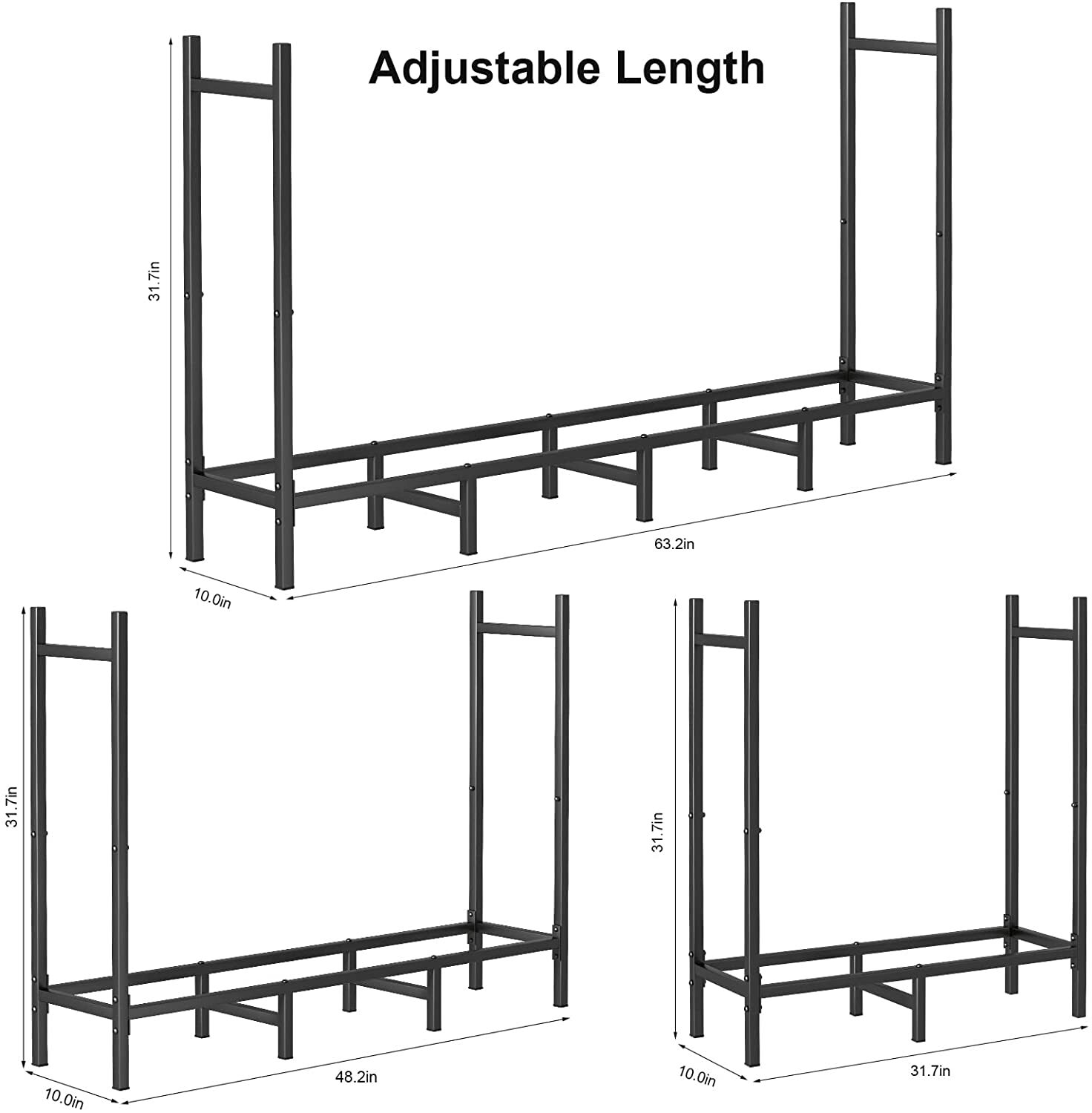 Outdoor Indoor Firewood Rack Holder for Fireplace Wood Storage Heavy Duty Stand