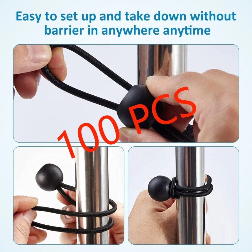 6" Ball Bungee Bungie Cord 100Pcs Black Heavy Duty Canopy Tarp Tie Downs * / \