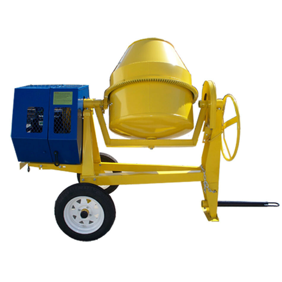 13 HP Towable 9 CF CUBIC CEMENT MIXER 12V Electric 55 MPH Concrete