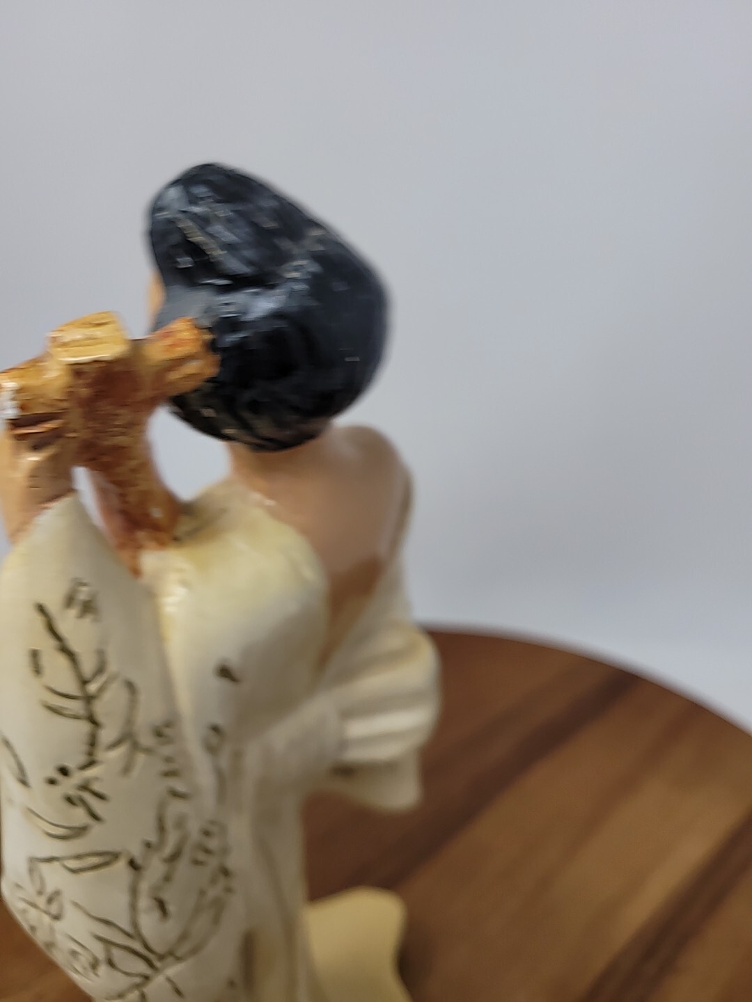 Japanese Asian Chalkware Vintage Two Figurines 12"