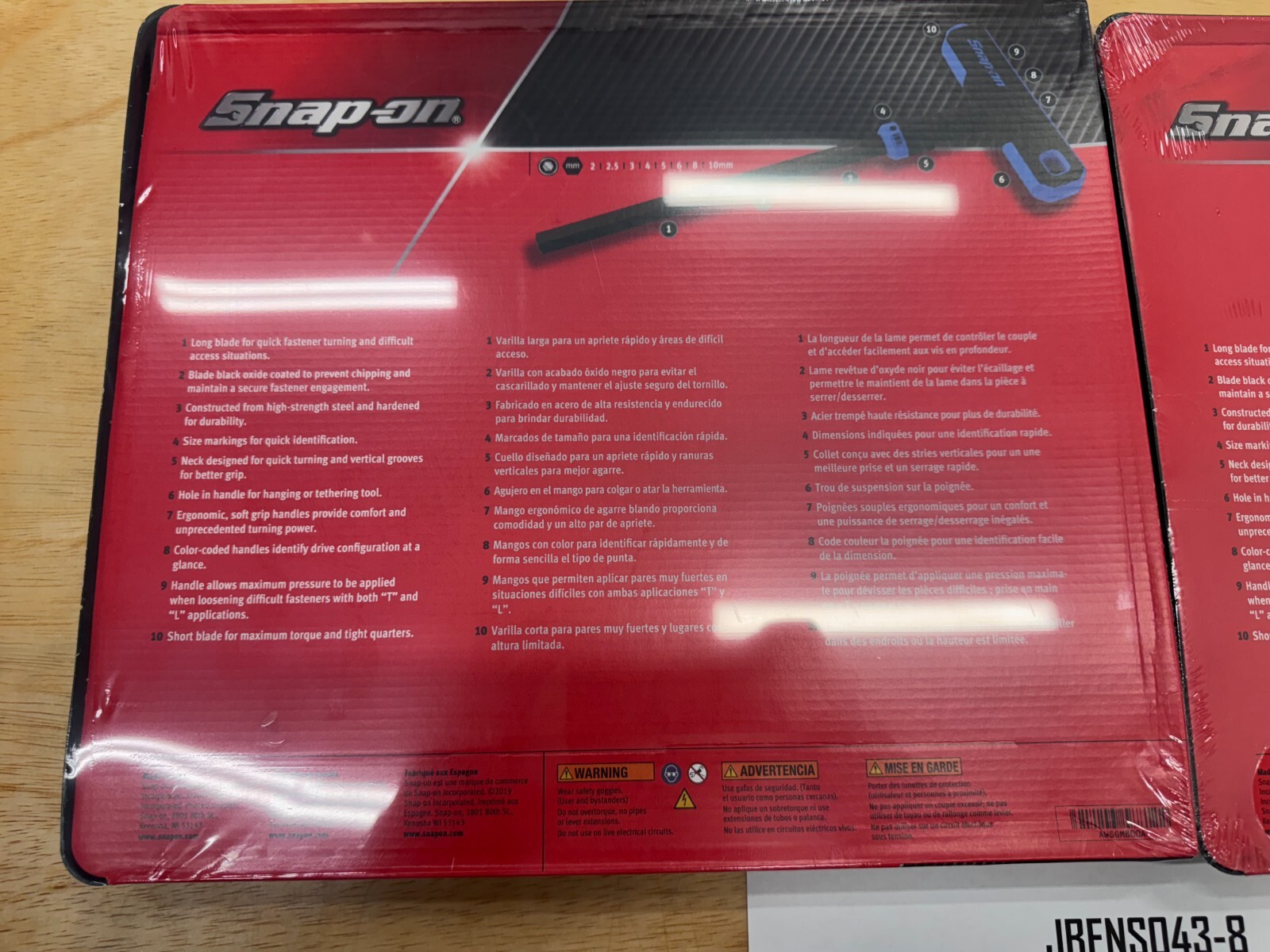 Snap-on Tools SPAIN NEW 16pc SAE / Metric T-Shaped Combo Hex Wrench Sets