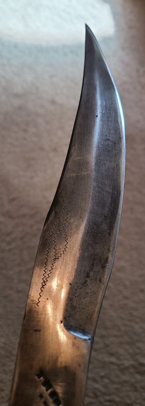 Vintage Scorpion Blade Antique Mexican Knife With Bull Horn Handle Circa 1890's