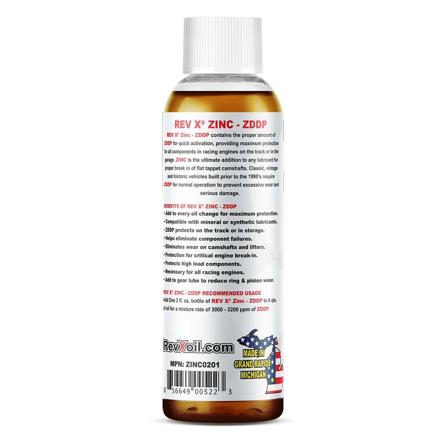 REV X ZDDP Zinc & Phosphorus (1) - Engine Oil Additive - Restore the Protection