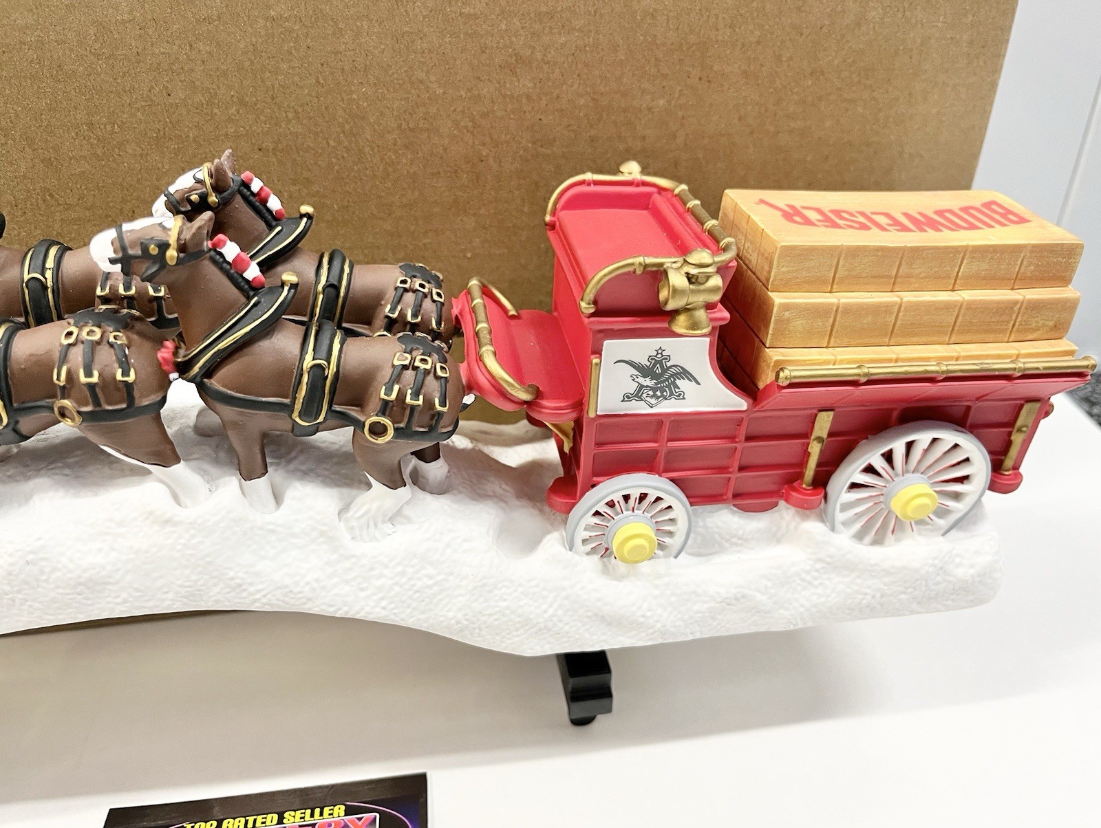 Budweiser Clydesdale Horses Wagon Sleigh Statue Cooler Door Handle BNIB RARE!