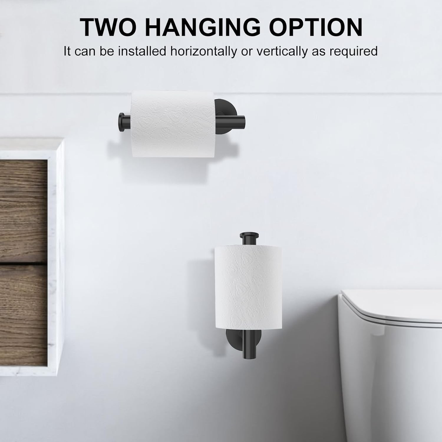 Matte Black Toilet Paper Holder Wall Mount 304 Stainless Steel