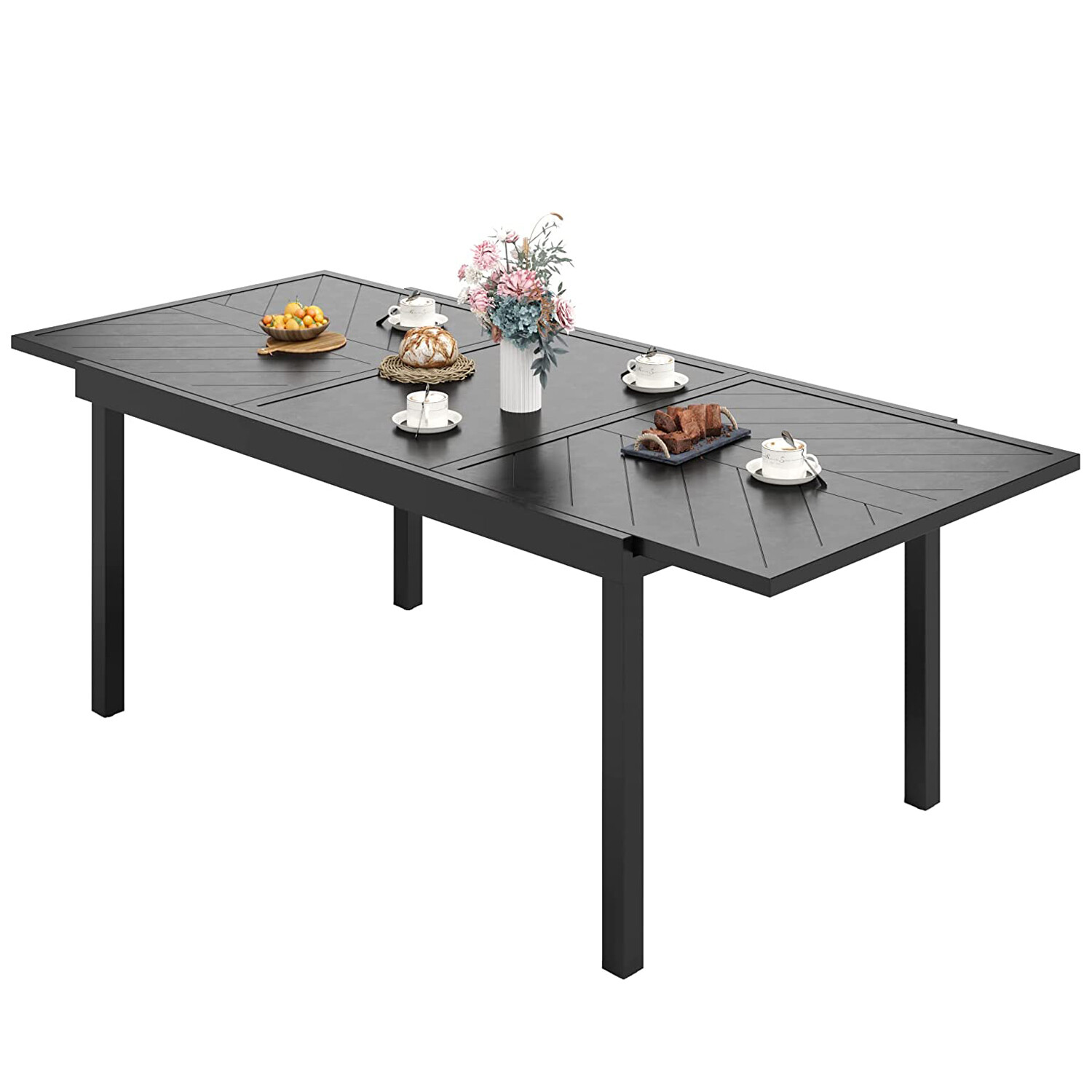 Outdoor Dining Table with Umbrella Hole Metal Patio Table 14 - Style