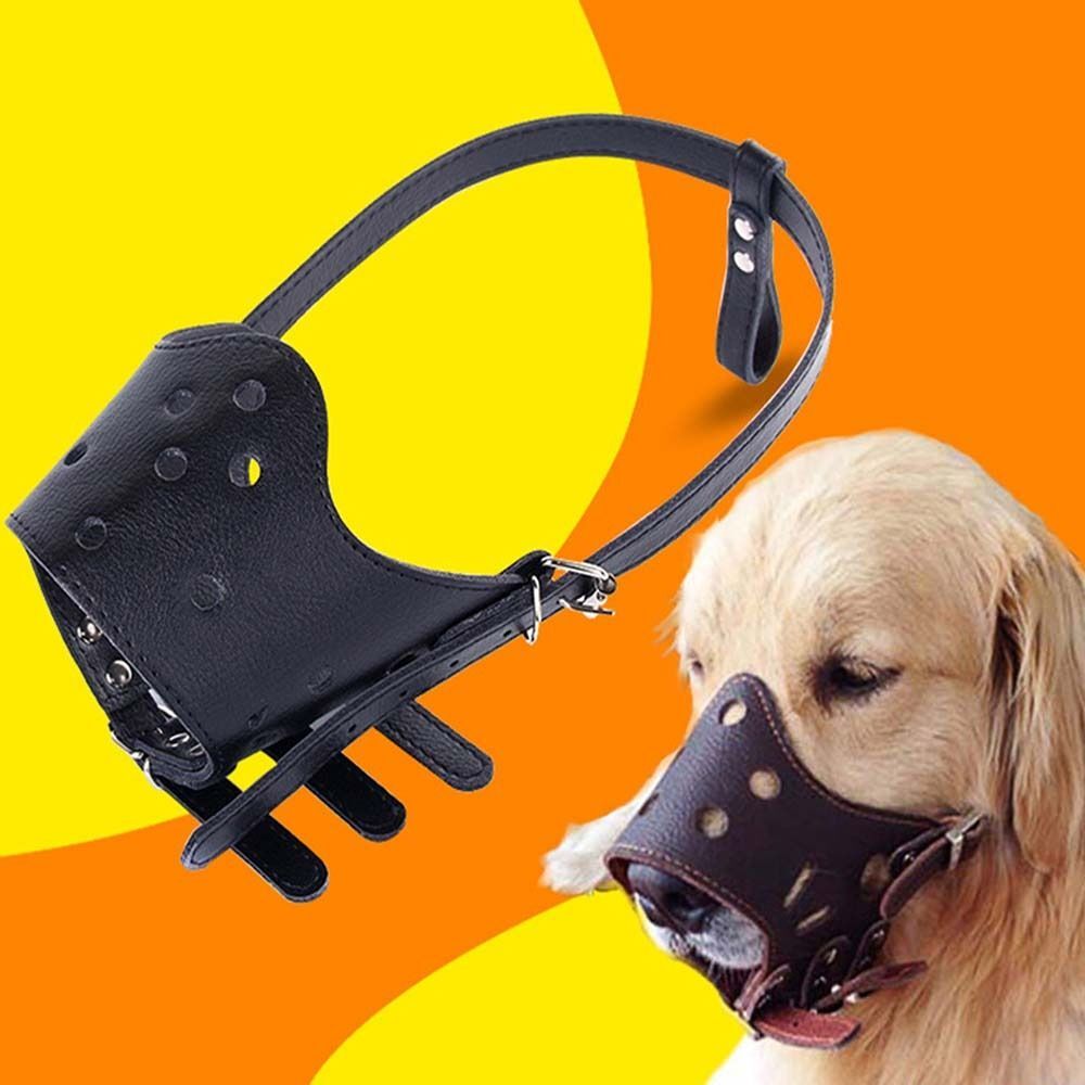 Soft Leather Muzzle for Dogs Anti-Biting Secure Adjustable and Breathable Muzzle