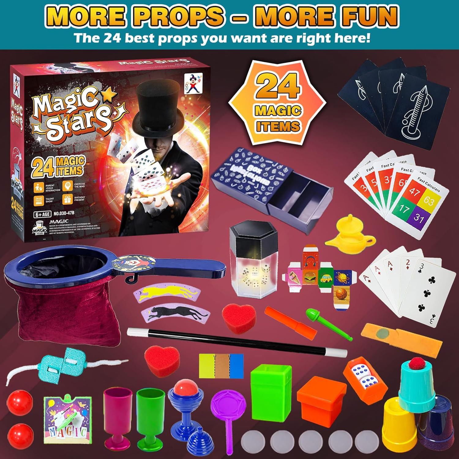 Magic Kit for Kids - 24 in 1 Magic Tricks Magician Starter Set with Video Instru