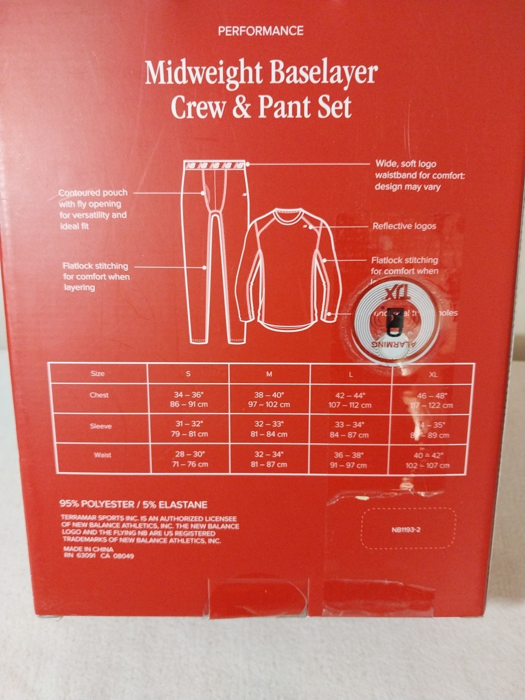 2-Piece Set New Balance Midweight Base Layer Crew / Pant Men Medium Black SEALED