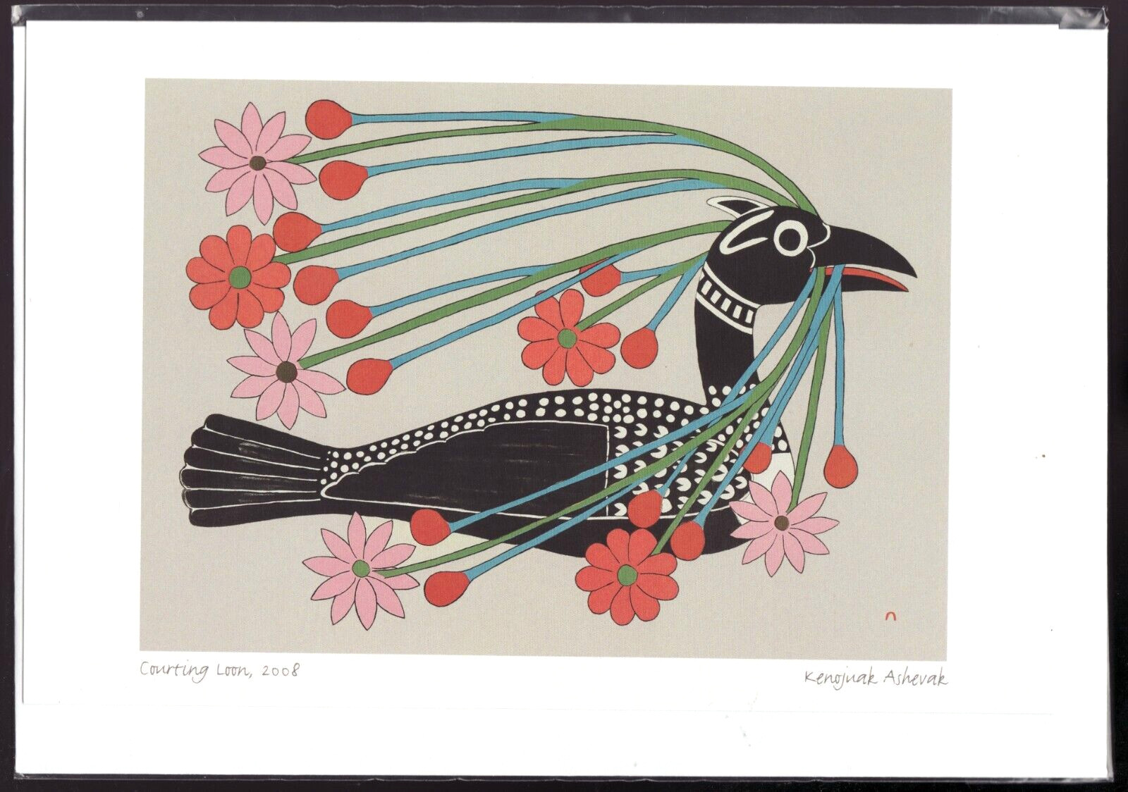 COURTING LOON by Nunavut Inuit artist Kenojuak Ashevak - New 6" x 9" Art Card