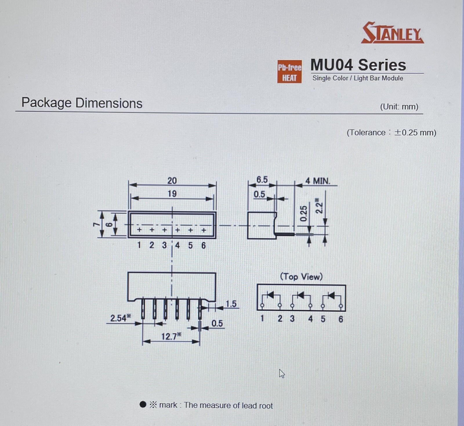 Stanley MU04-4101 Single Color Light Bar ( Yellow Green ), 570nm , ( 4 Qty. )
