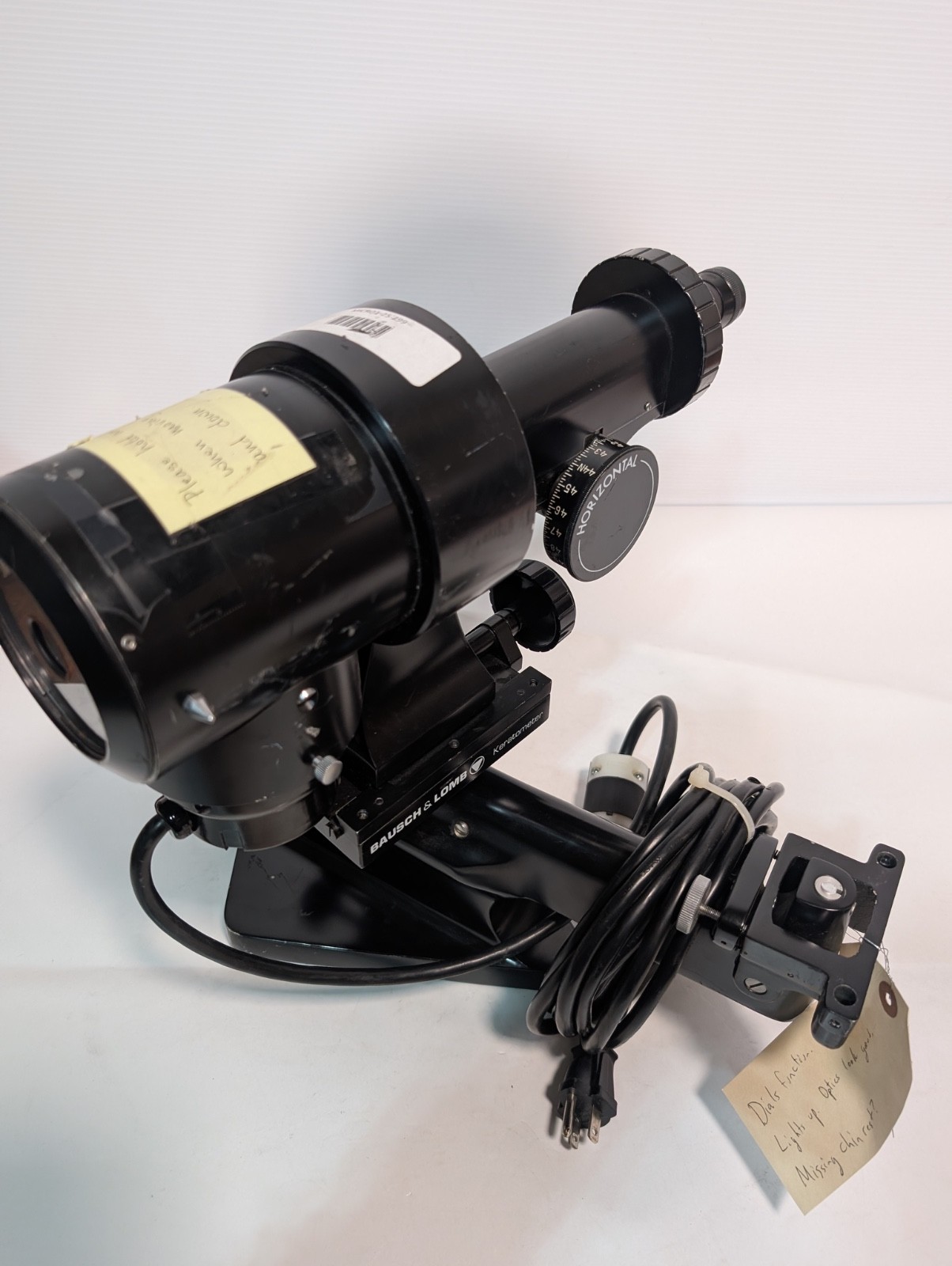 Vintage Bausch & Lomb 71-21-35 Keratometer with Stand, Missing Chin Rest