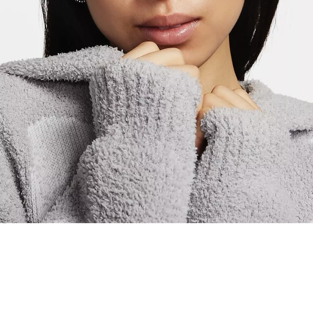 Nike Phoenix Cozy Boucle Long Knit Cardigan Women Grey FD4282-077 Women’s Small