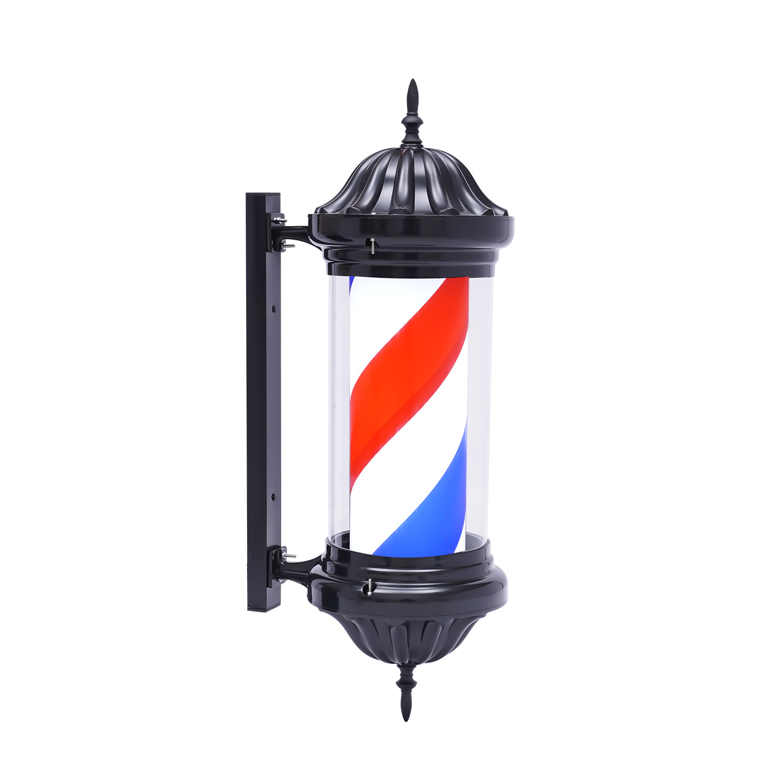 Barber Pole LED Light Red White Blue Rotating Stripes Metal Hair Salon Shop Sign