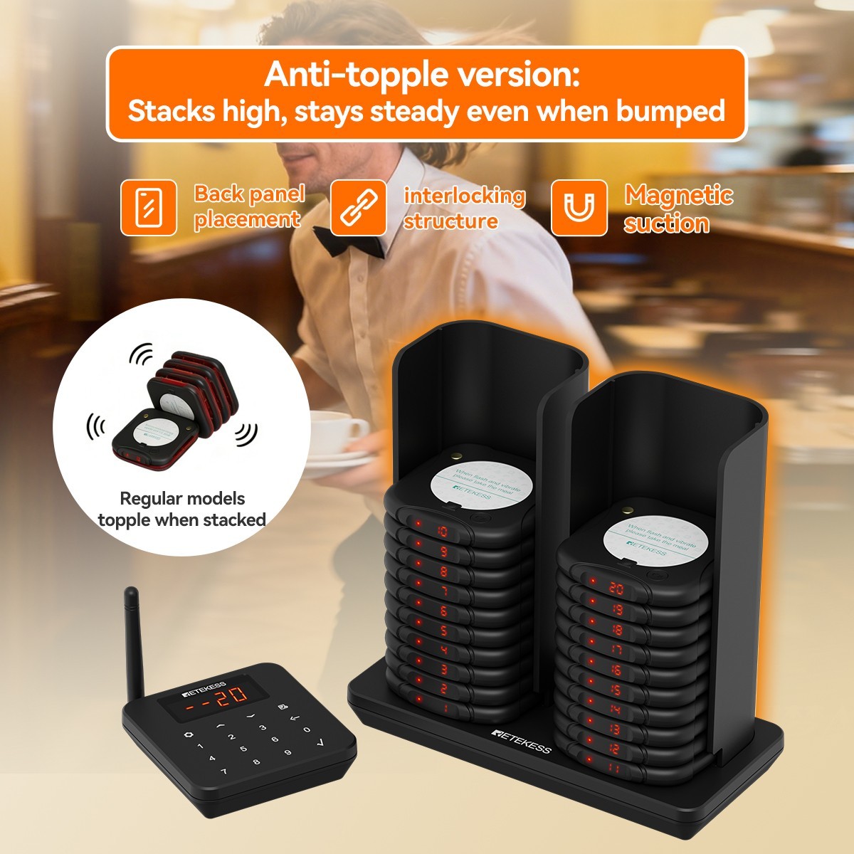 TD186 Restaurant Pager System,Buzzers for Restaurant Anti-Dumping,600M Range