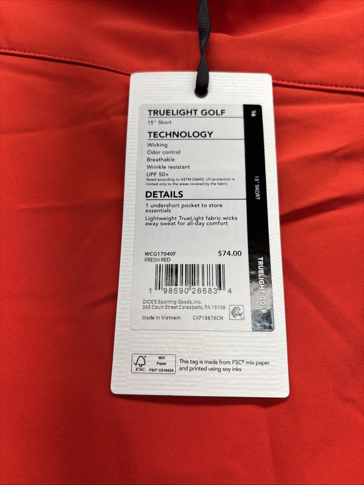 Women’s CALIA Trulight 15” Red Golf Skort Size 16 Retail $74