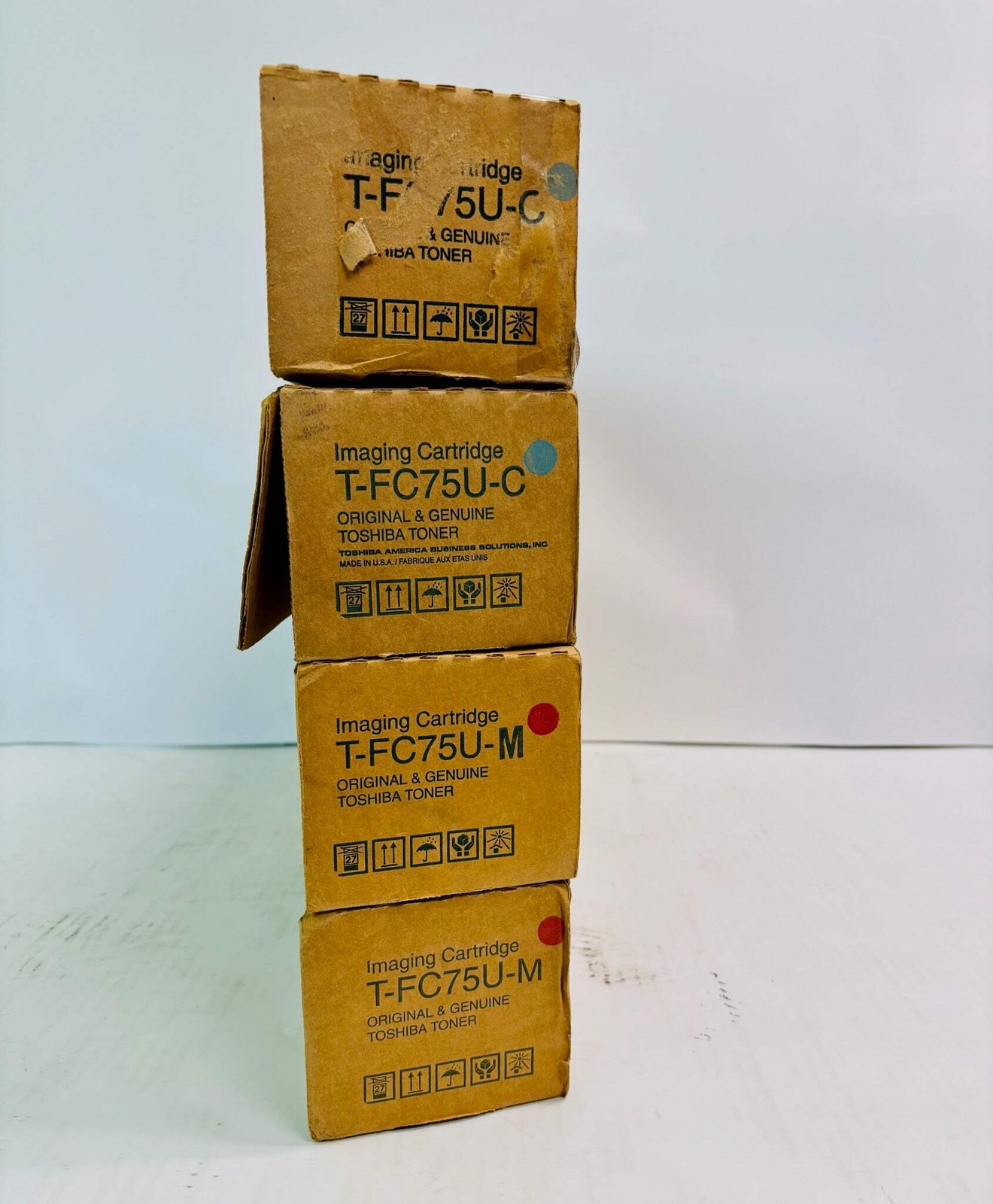 4 Genuine Toshiba e-STUDIO 5560C,6560C,6570C Cyan & Magenta Toner T-FC75U CCMM