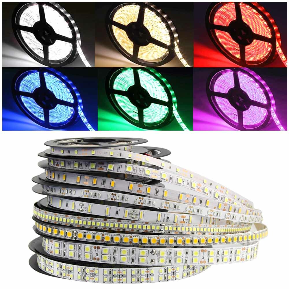 16.4ft LED Strip 3528 2835 3014 5050 5054 5630 5730 7020 SMD Flexible Light 12V