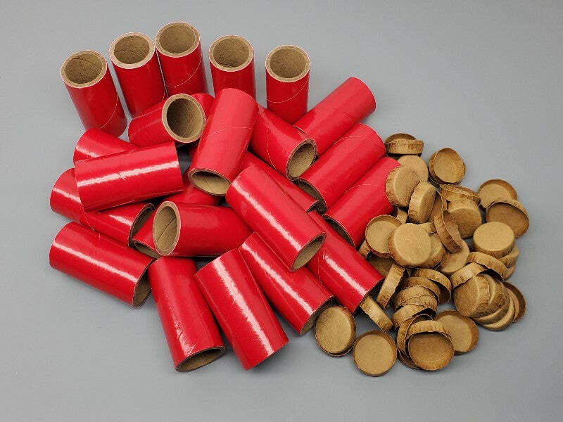25pc Red Fireworks Tubes & Caps Heavy Wall 1" x 2-1/2" x 1/8" 37mm