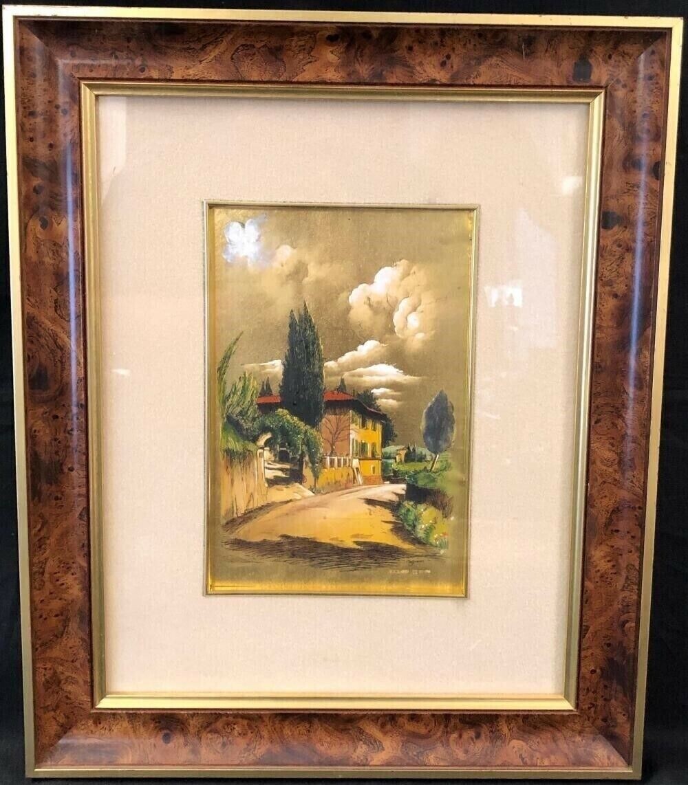 GOLD Beautiful Luminous Graves Painting On 24kt Gold Leaf / Foil / Italian Villa