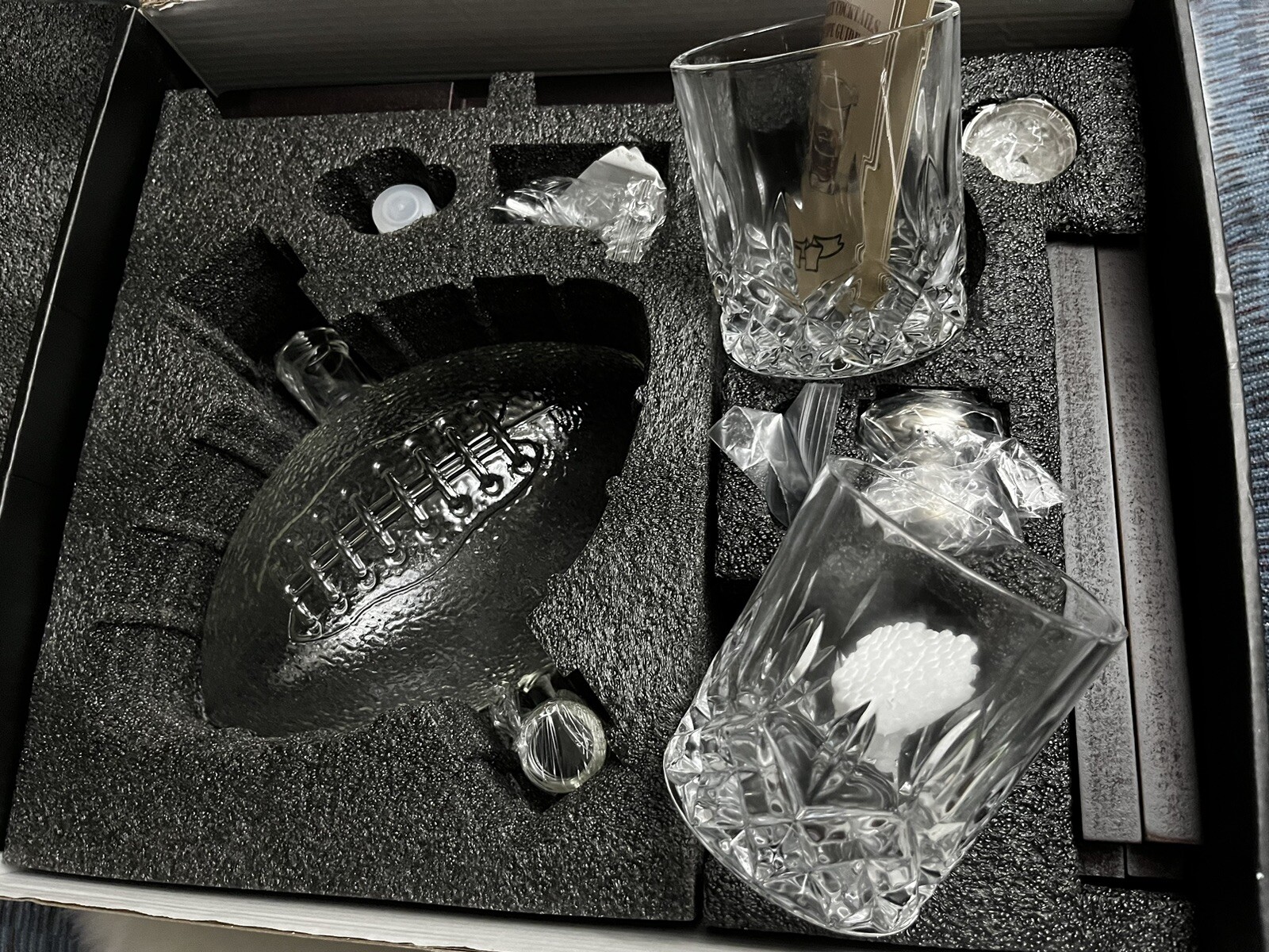 Football Whiskey Decanter 8 Pack Set With Glasses Liquor Dispenser